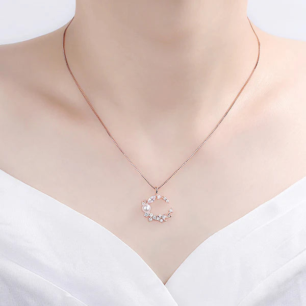 Rose Gold Plated Moon Shape Korean Pendant