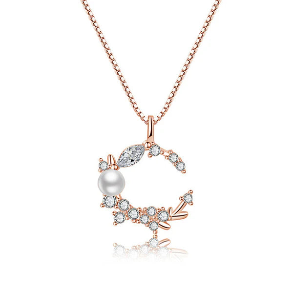 Rose Gold Plated Moon Shape Korean Pendant