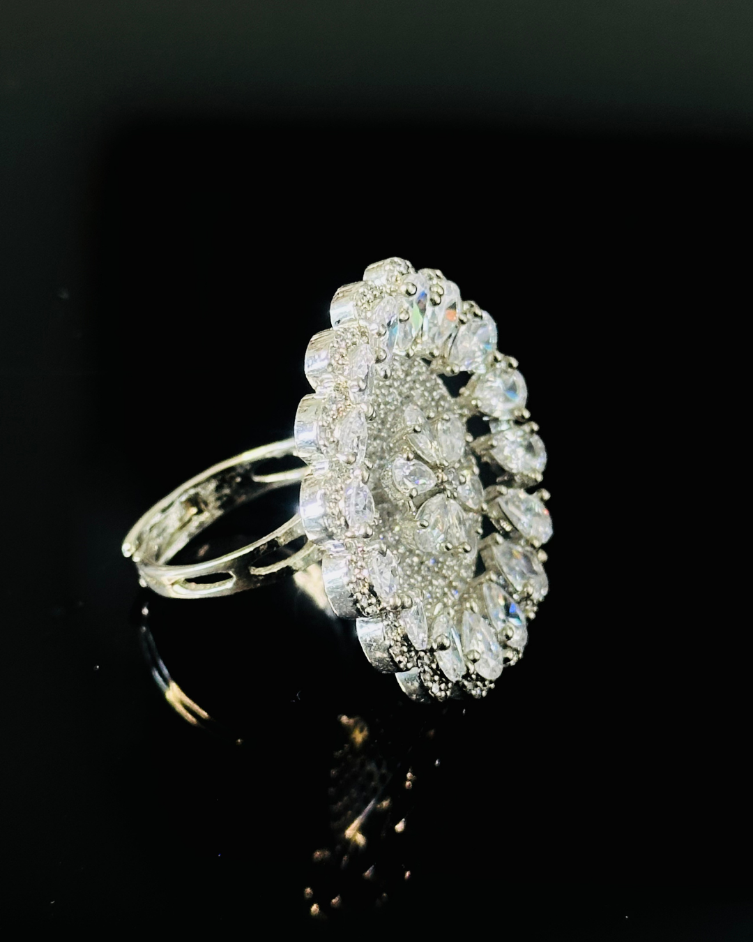 Round CZ Statement Ring