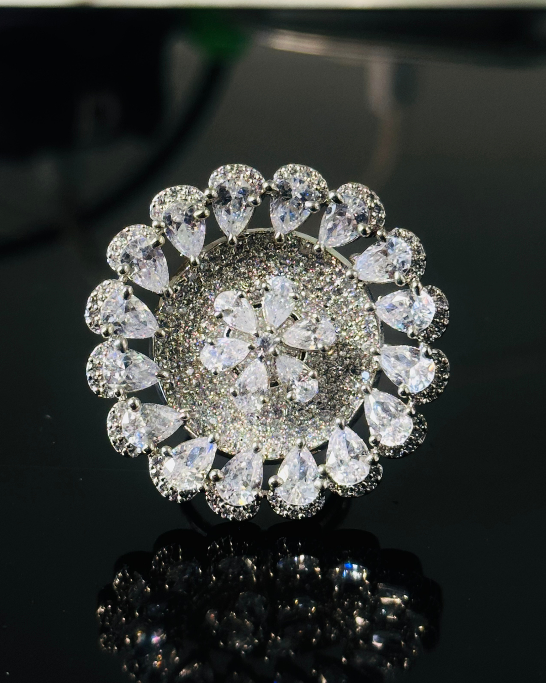 Round CZ Statement Ring