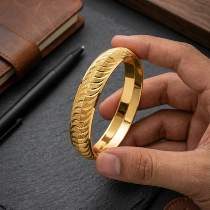Royal Wave Gold Kada |22kt gold plated GLITZORA