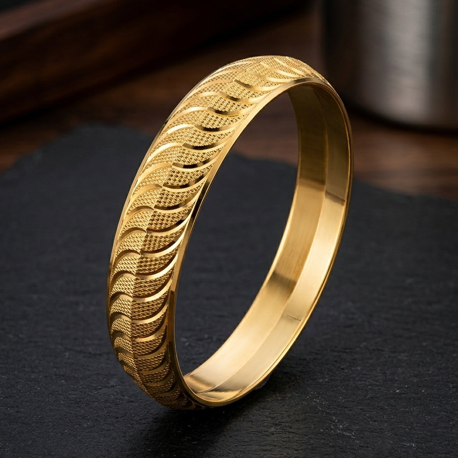 Royal Wave Gold Kada |22kt gold plated GLITZORA