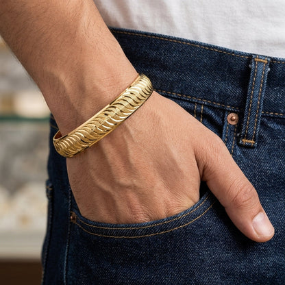 Royal Wave Gold Kada |22kt gold plated GLITZORA