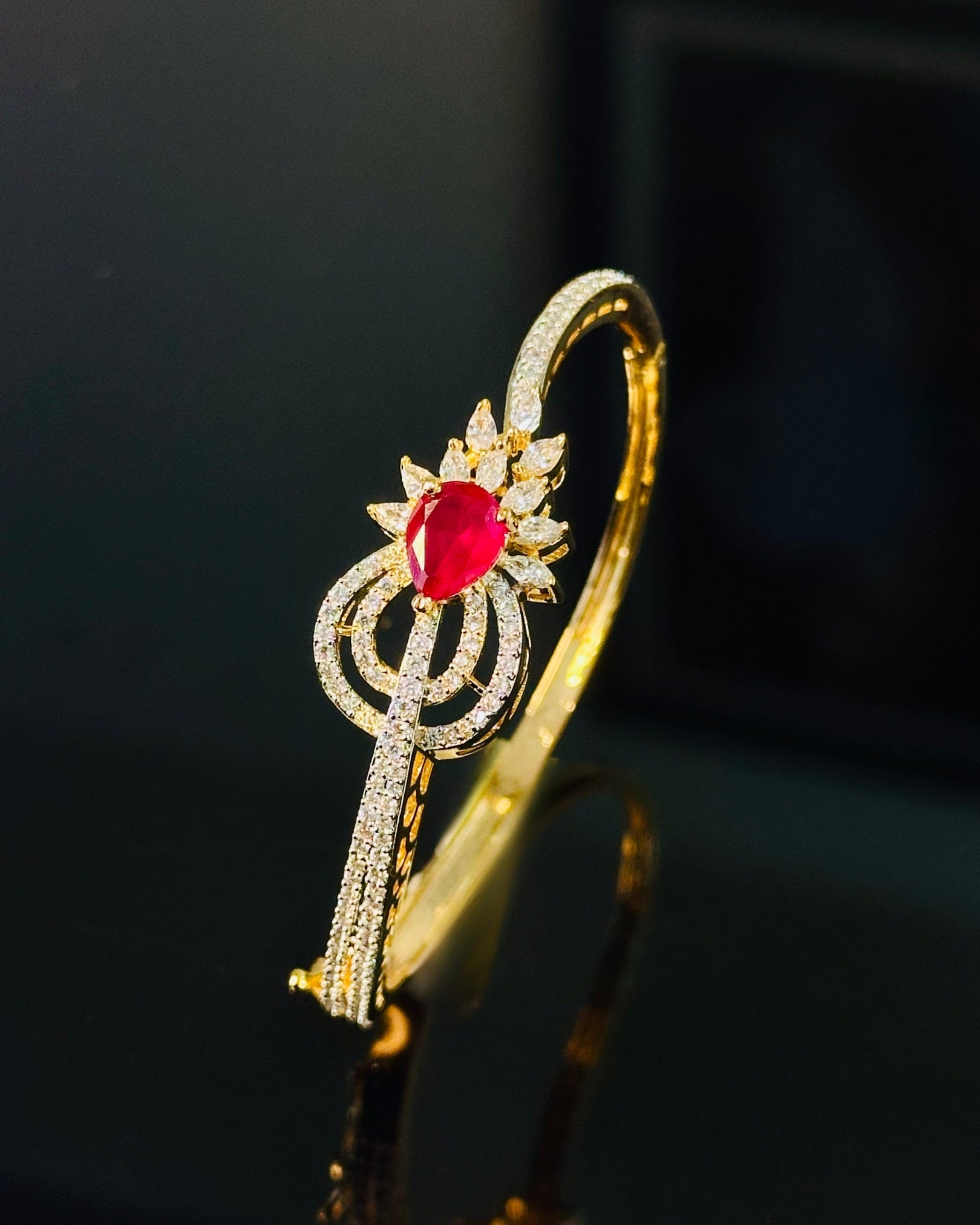 Ruby Teardrop Bloom Bracelet