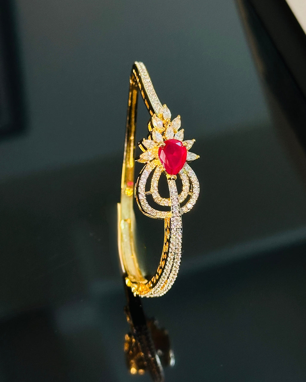 Ruby Teardrop Bloom Bracelet