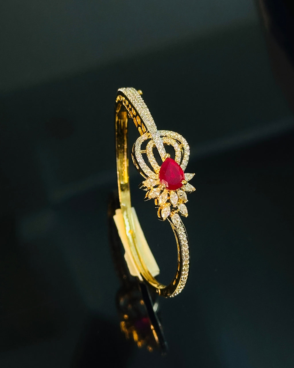 Ruby Teardrop Bloom Bracelet