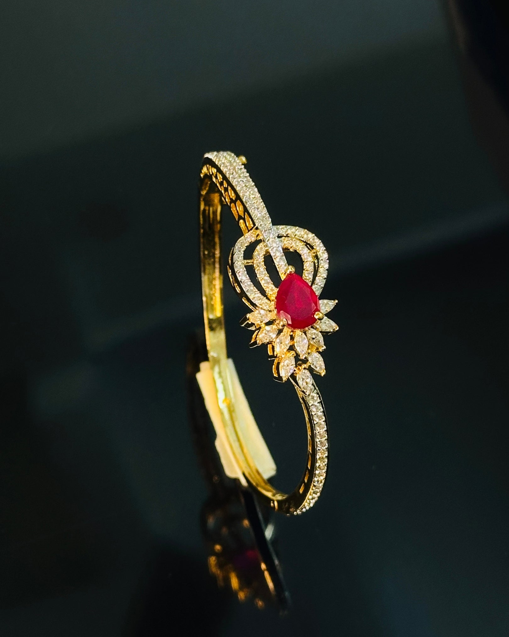 Ruby Teardrop Bloom Bracelet