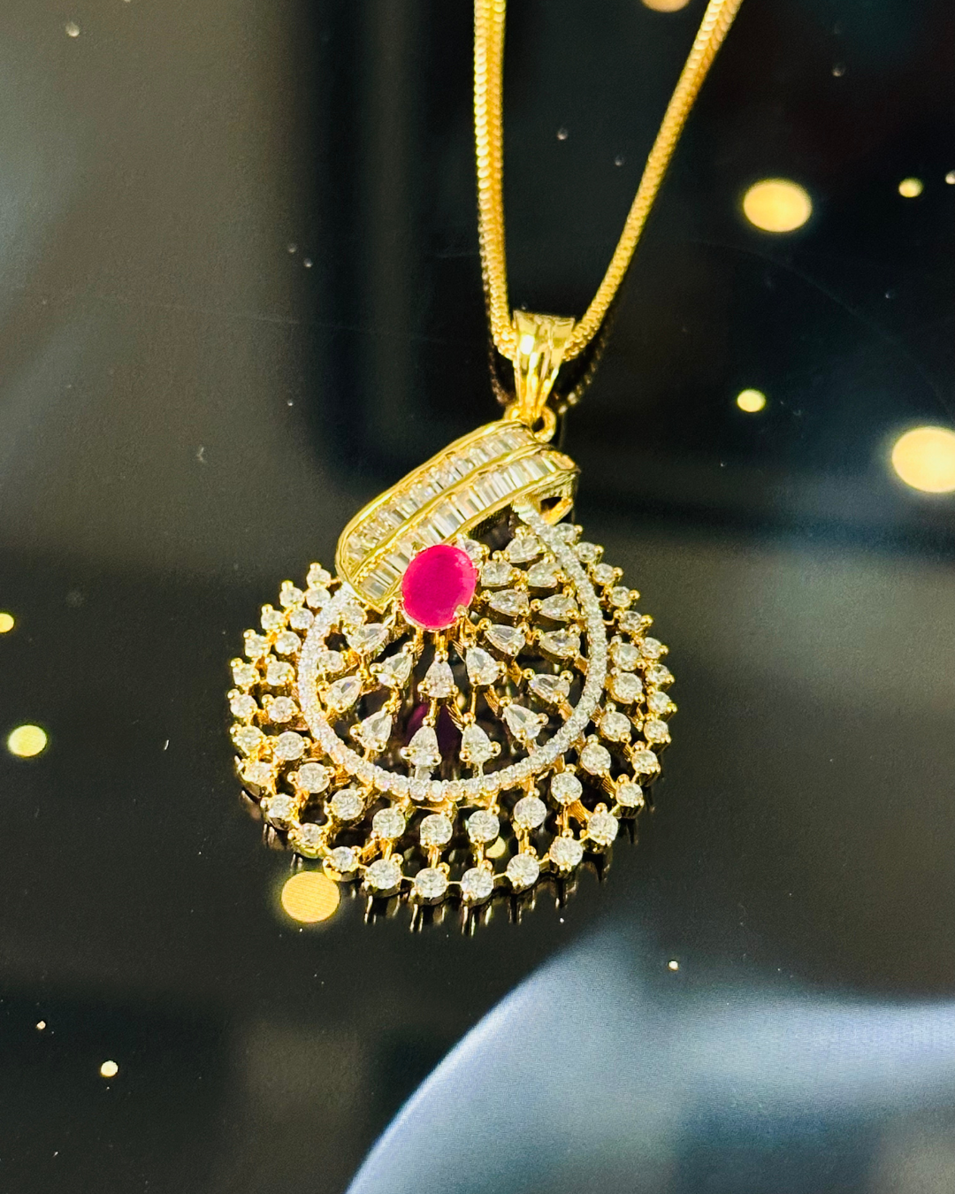 Shimmering Ruby Pendant Set