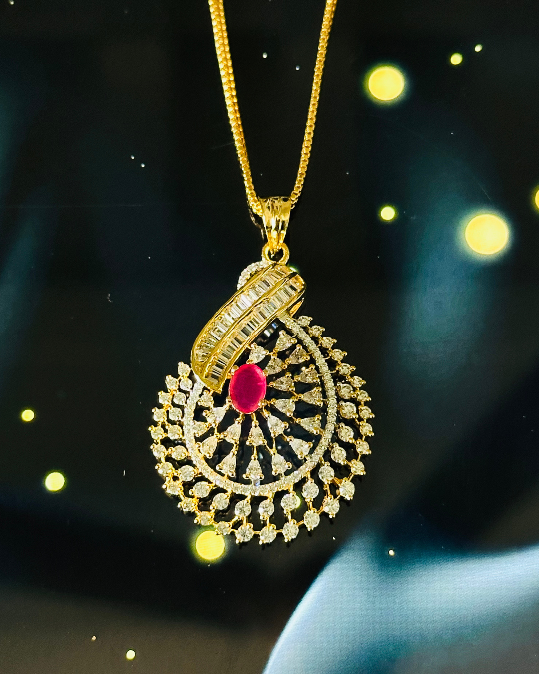 Shimmering Ruby Pendant Set