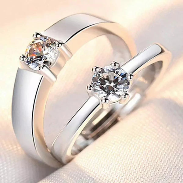 Silver Plated Classic Adjustable Couple Rings