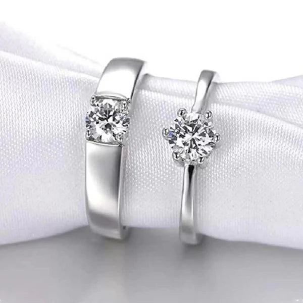Silver Plated Classic Adjustable Couple Rings