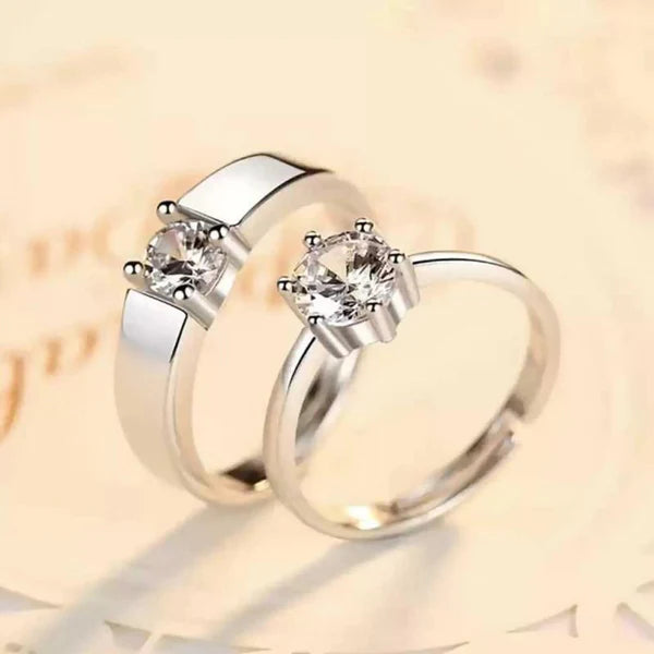 Silver Plated Classic Adjustable Couple Rings