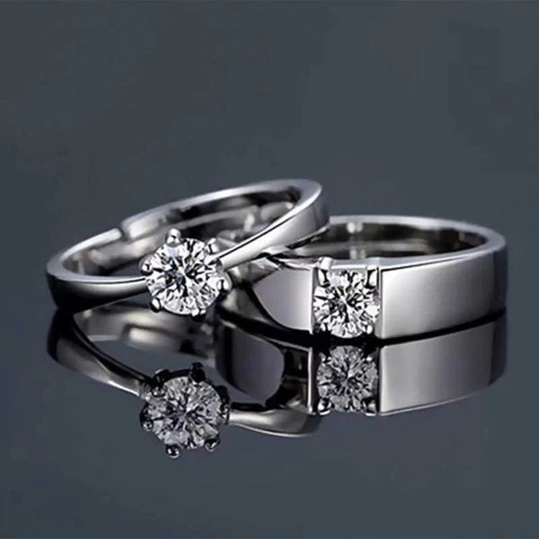 Silver Plated Classic Adjustable Couple Rings