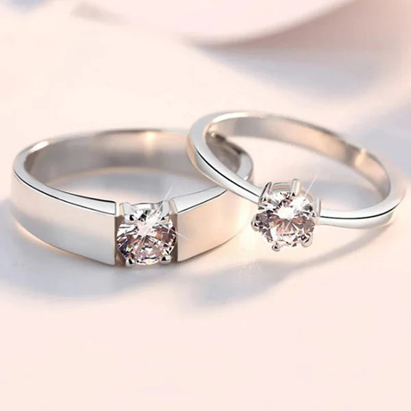 Silver Plated Classic Adjustable Couple Rings