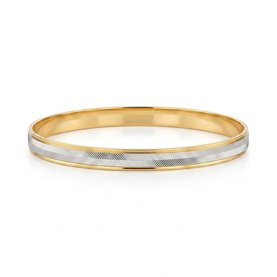 Silver Stripe Gold plated Kada GLITZORA
