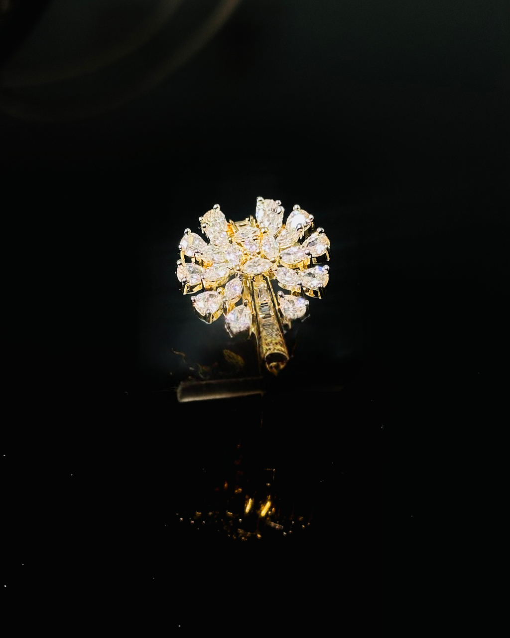 Sparkling Floral Cluster Ring