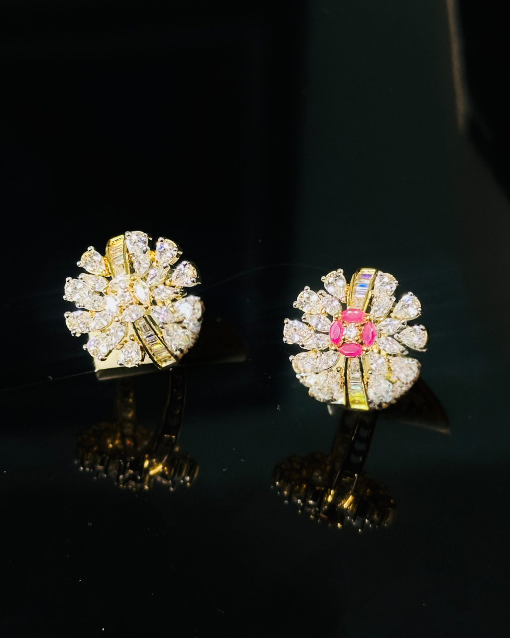 Sparkling Floral Cluster Ring