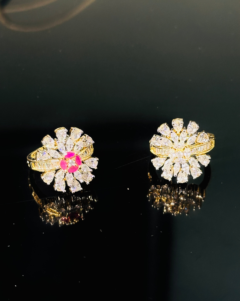 Sparkling Floral Cluster Ring