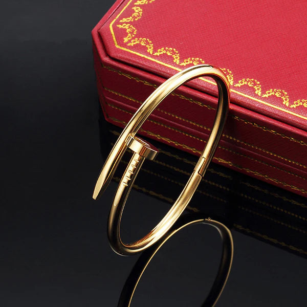 Stainless Steel Gold Plated Anti Tarnish Nail Bracelet