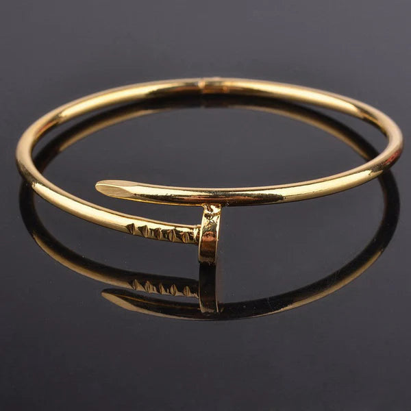 Stainless Steel Gold Plated Anti Tarnish Nail Bracelet