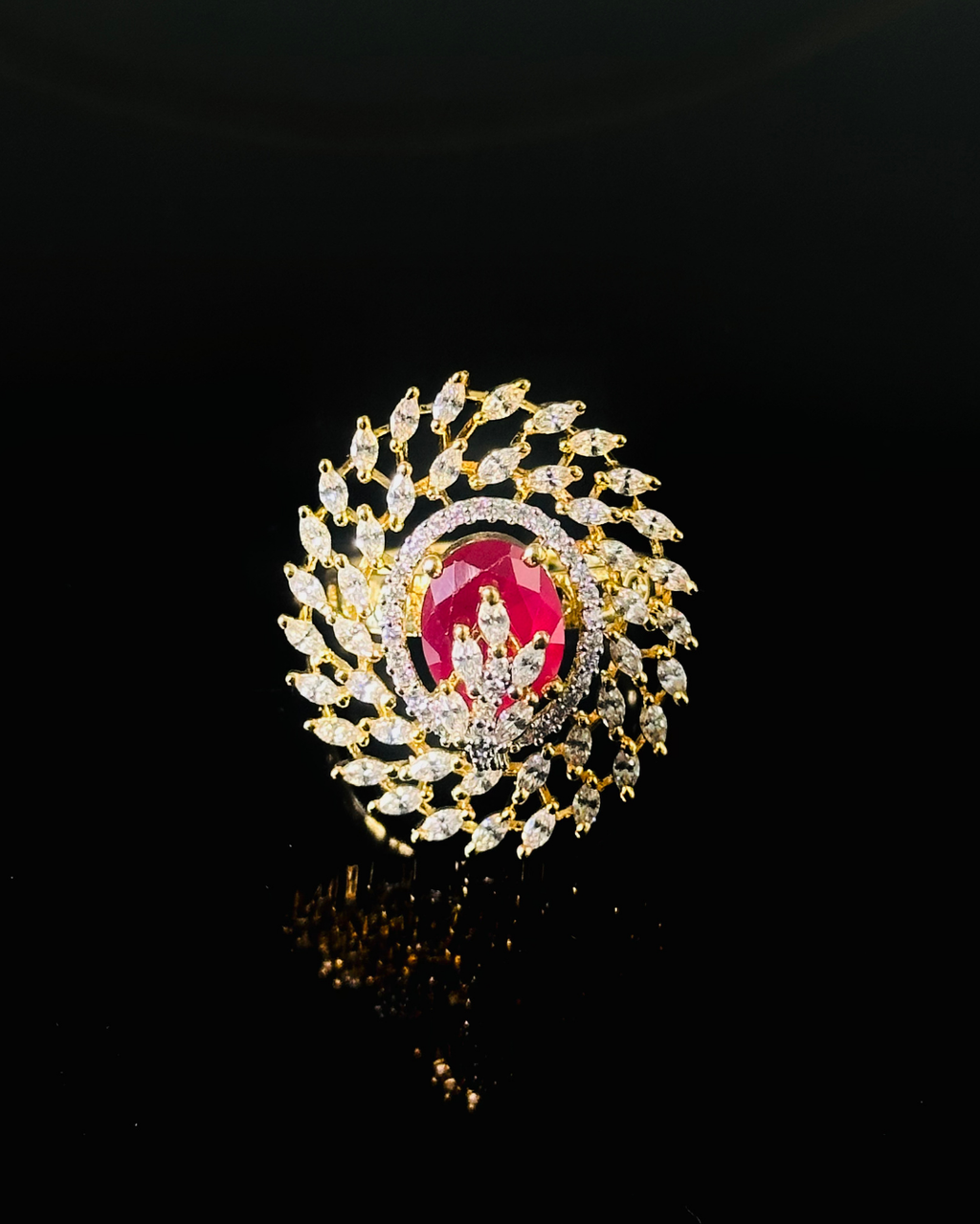 Statement Oval Ruby Bloom Ring