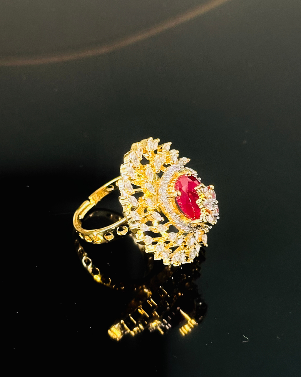 Statement Oval Ruby Bloom Ring