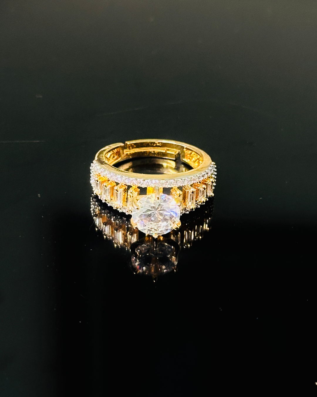 Statement Yellow Gold CZ ring