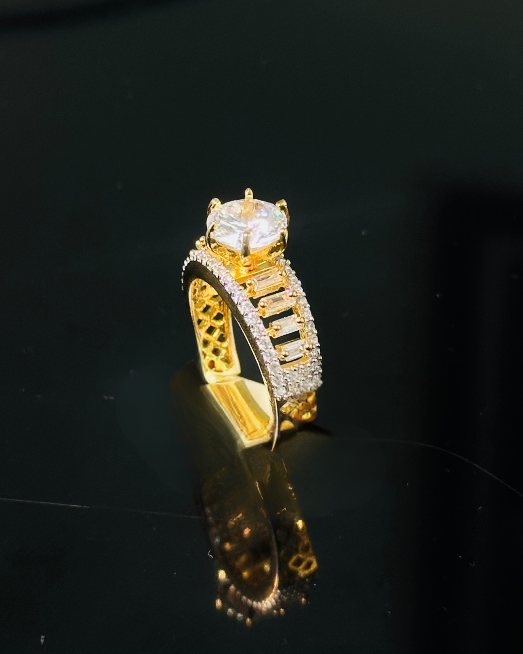 Statement Yellow Gold CZ ring