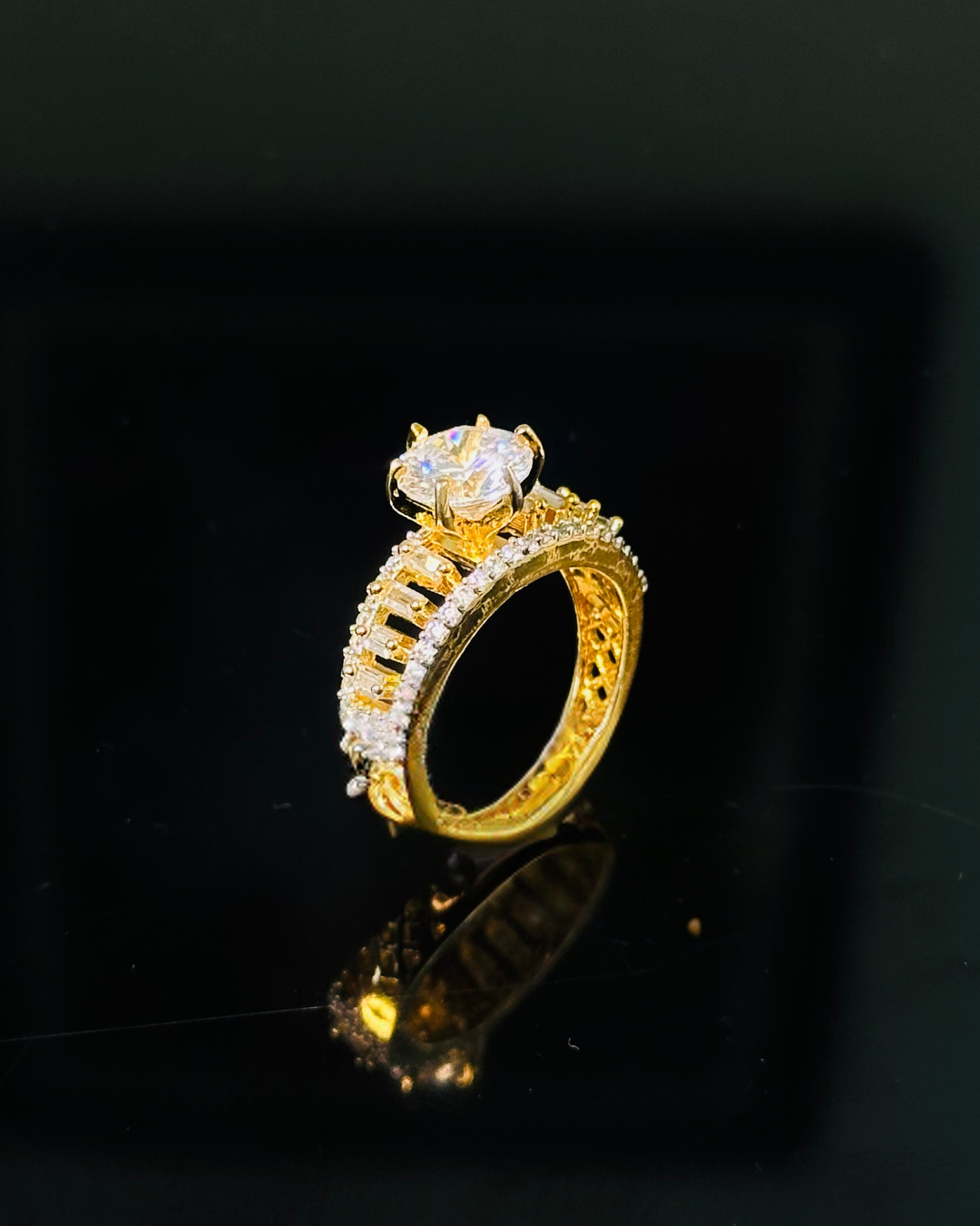 Statement Yellow Gold CZ ring