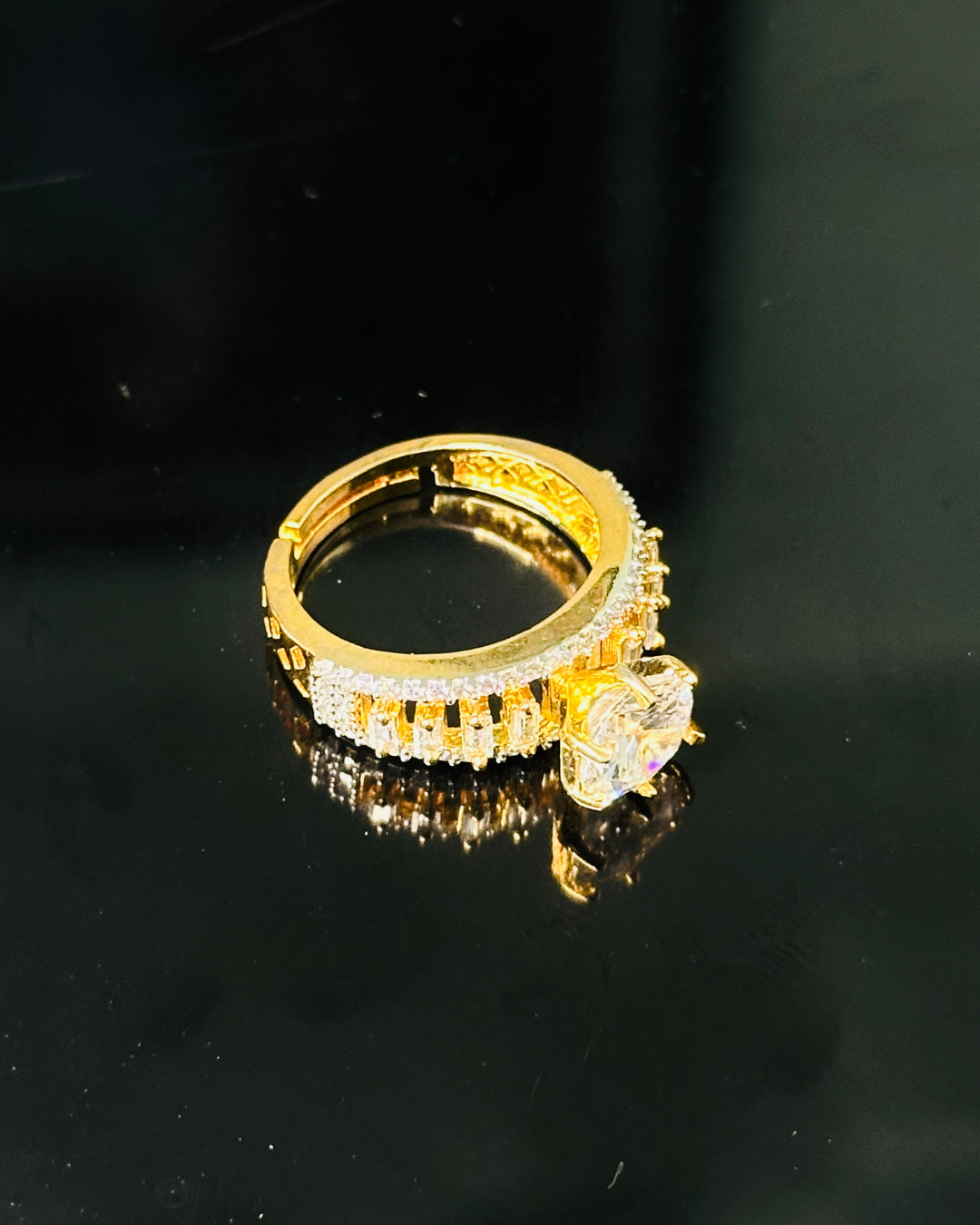 Statement Yellow Gold CZ ring