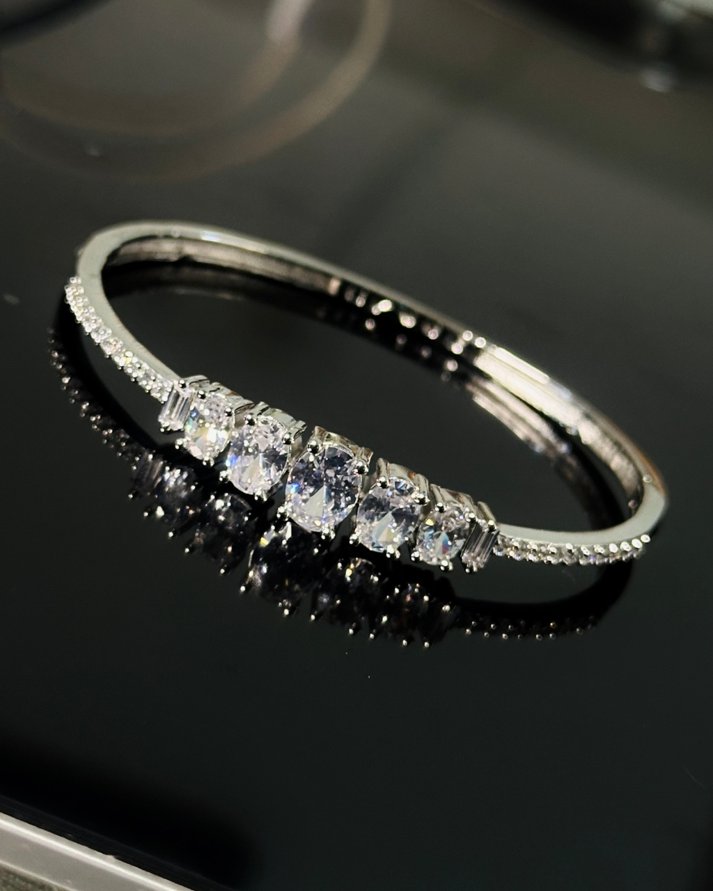 Twisted Heart Pave Bangle