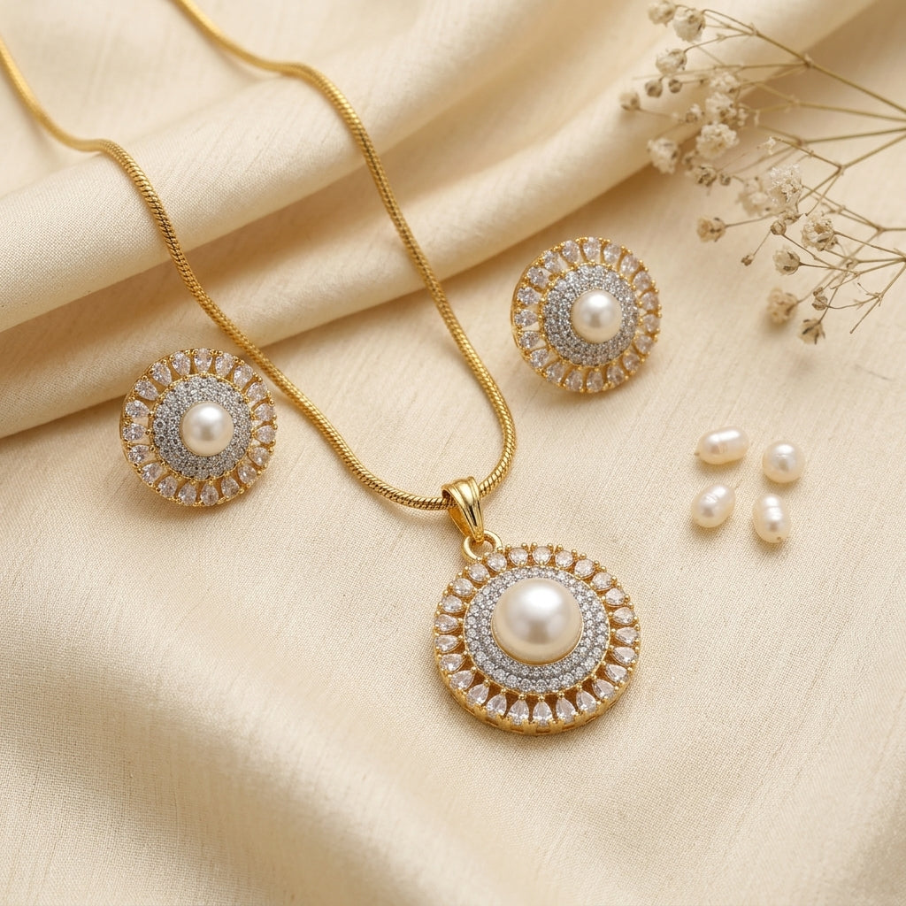 Zerconia Gold Plated Pendant Set GLITZORA