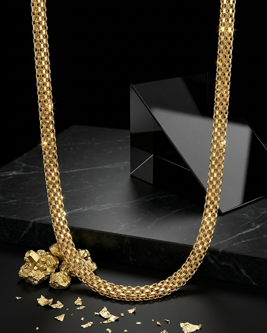 Flat Gold plated Unisex Chain GLITZORA