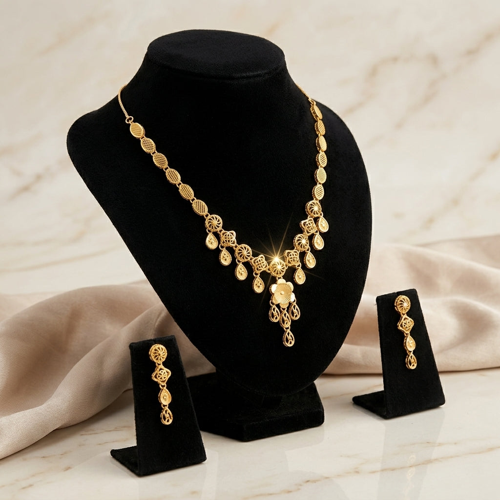 flower Turkish Gold plated Necklace GLITZORA