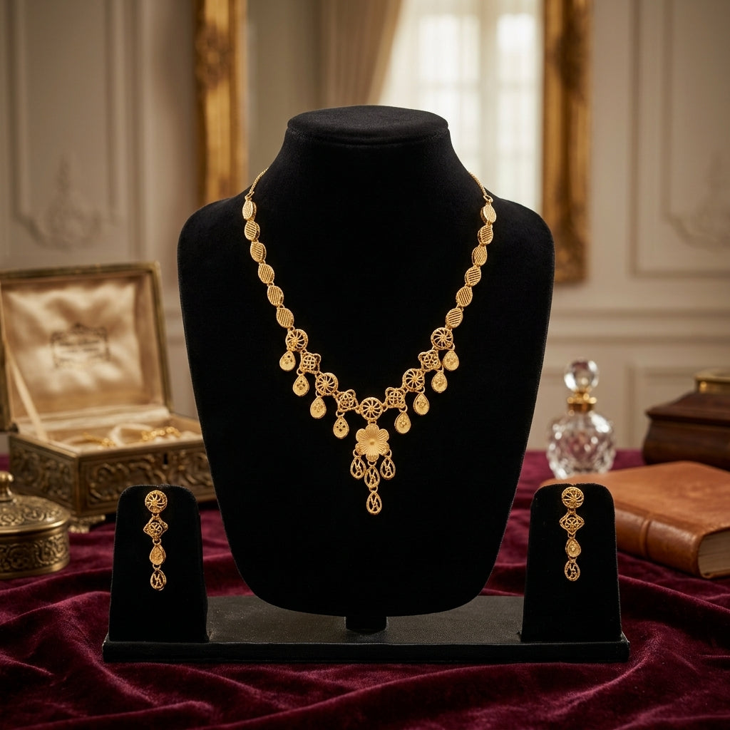 flower Turkish Gold plated Necklace GLITZORA