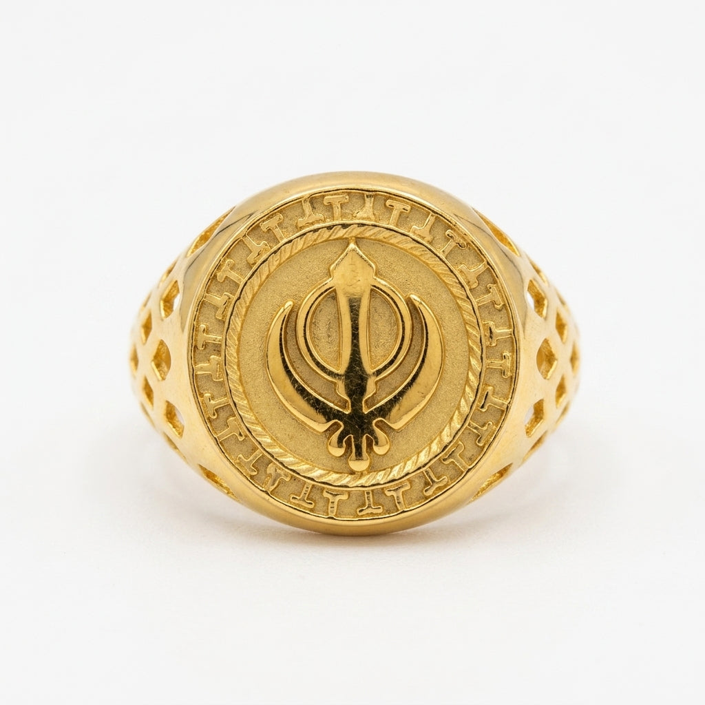 Khanda Men's Ring | 22kt gold plated GLITZORA