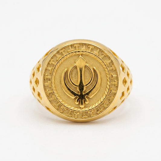 Khanda Men's Ring | 22kt gold plated GLITZORA
