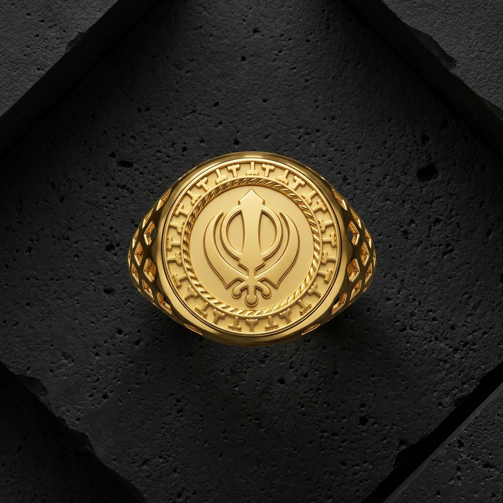 Khanda Men's Ring | 22kt gold plated GLITZORA