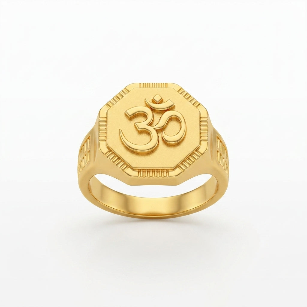 Om Gold Plated Men's Ring GLITZORA