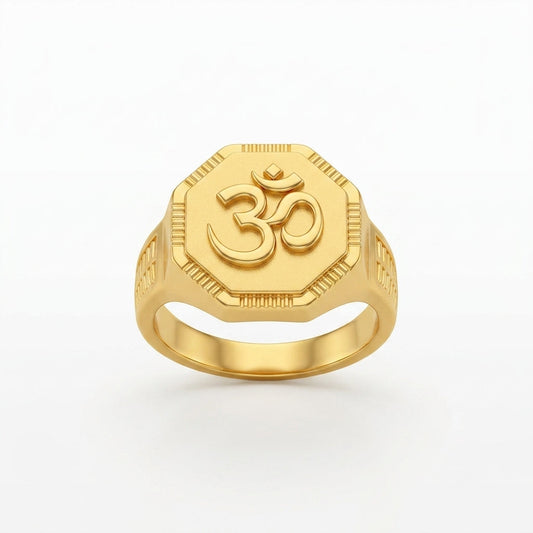 Om Gold Plated Men's Ring GLITZORA