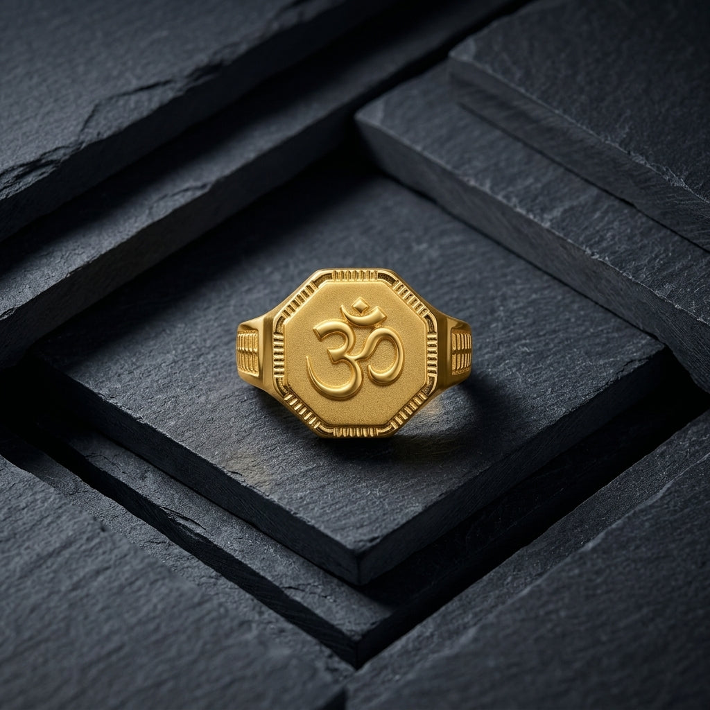 Om Gold Plated Men's Ring GLITZORA