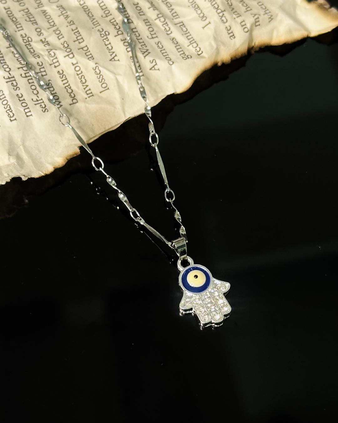 silver plated evil eye pendant