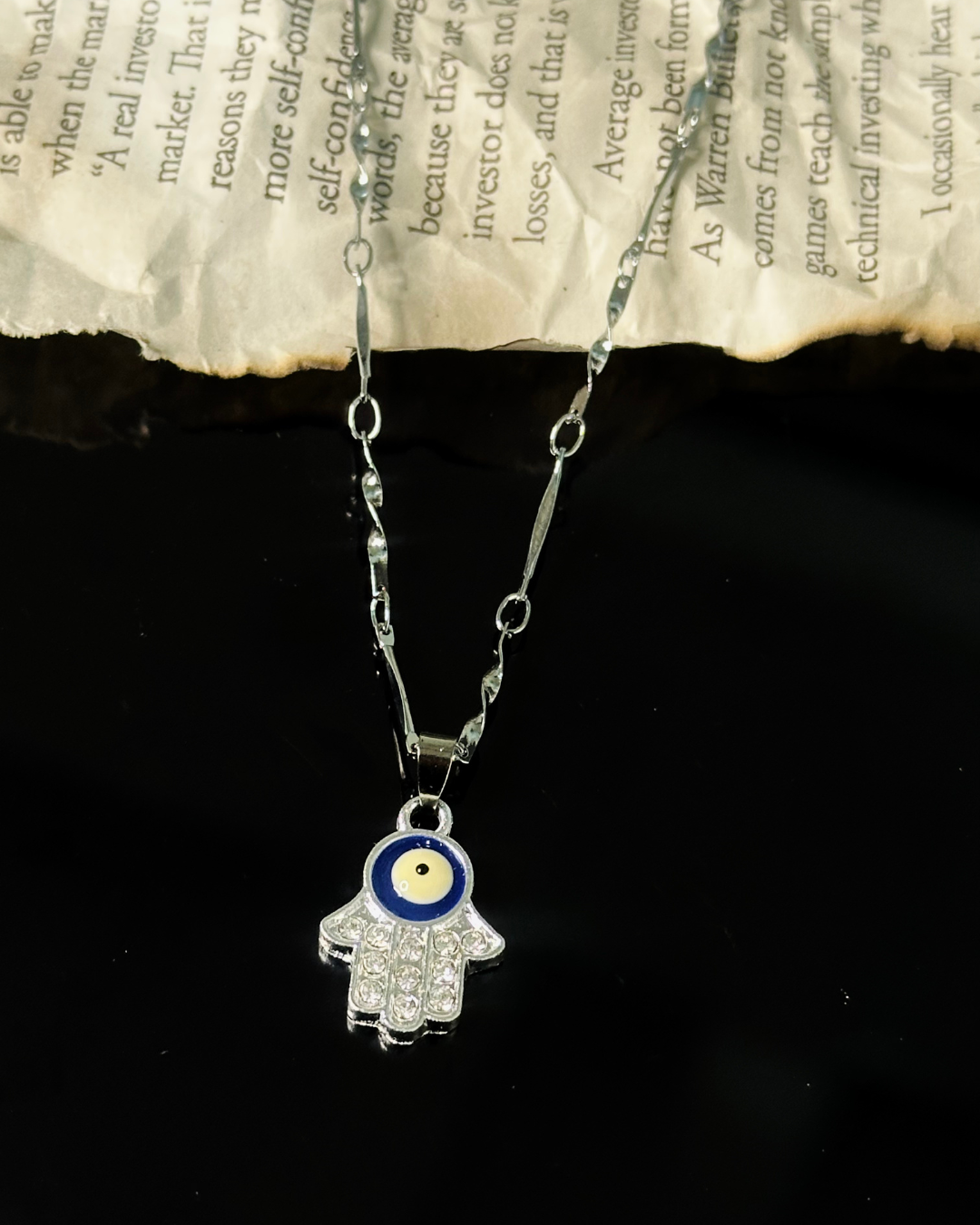 silver plated evil eye pendant