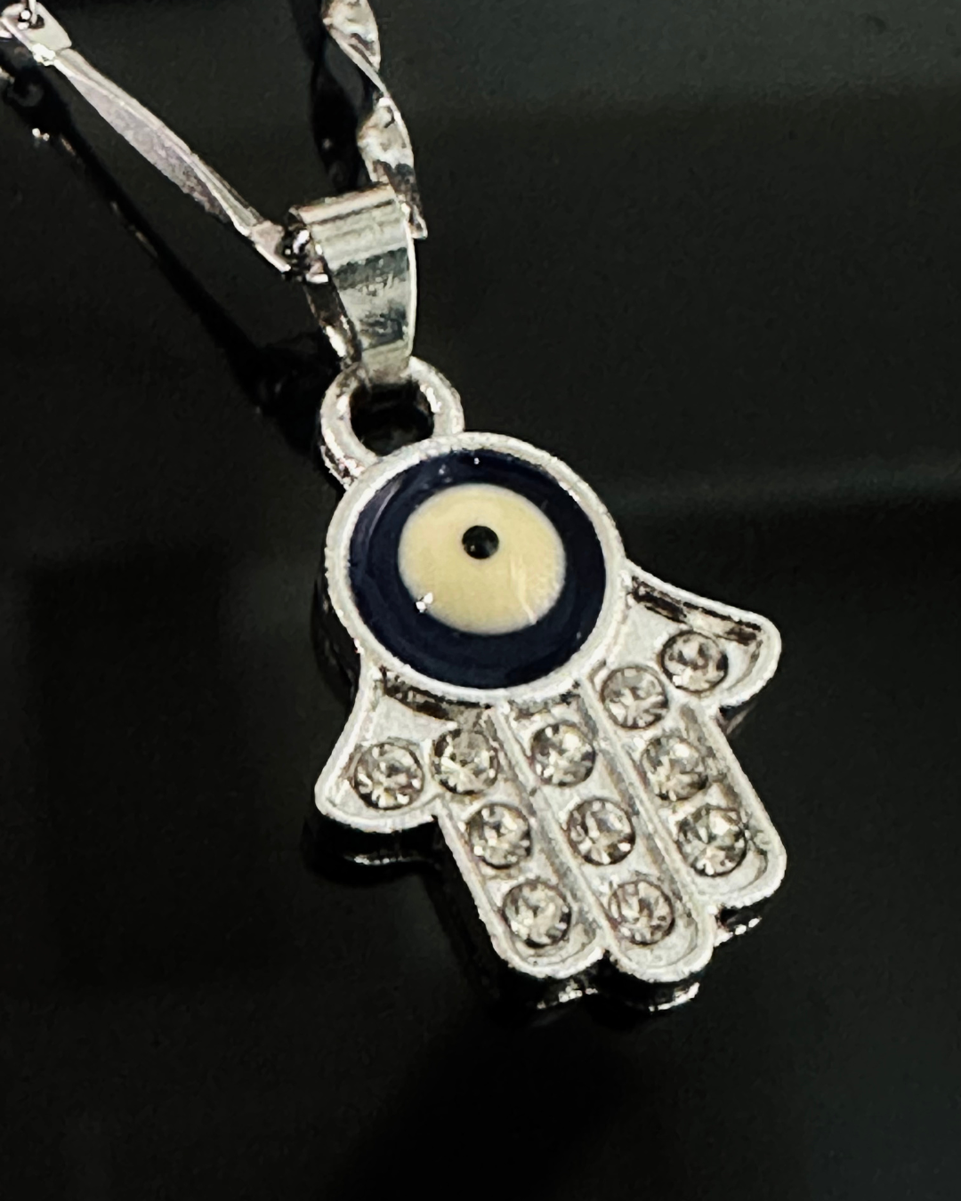silver plated evil eye pendant