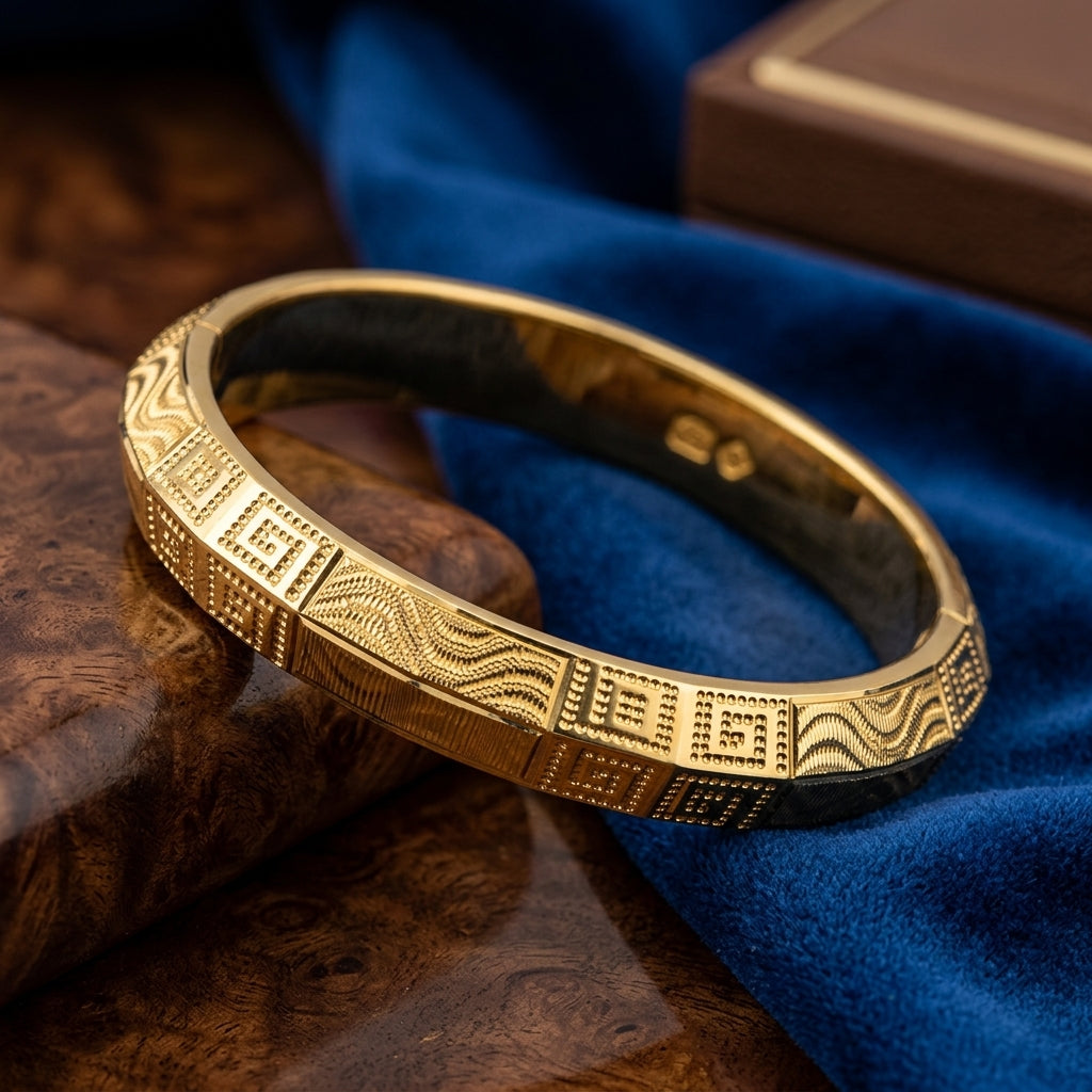 Urban King Men's Kada | 22kt gold plated GLITZORA