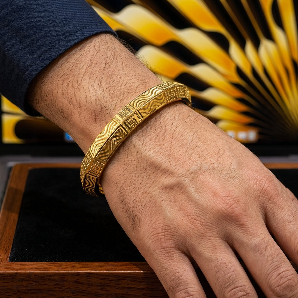 Urban King Men's Kada | 22kt gold plated GLITZORA